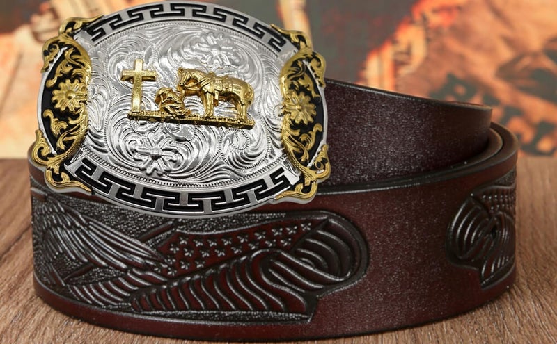 WMG Western Belt Buckles for men women - Praying Rodeo Cowboy Belt Buckle for Men Women - Fits Up to 2 Inch Belts - Image 4